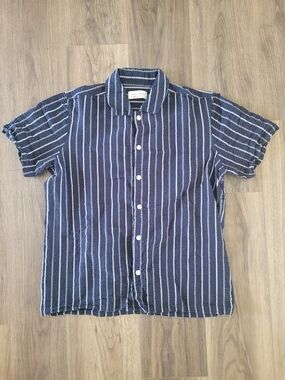 Casual Friday Navy Striped Short-Sleeve Shirt